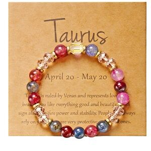 Taurus Horoscope Vibrant Beaded Bracelet with Gold Accents